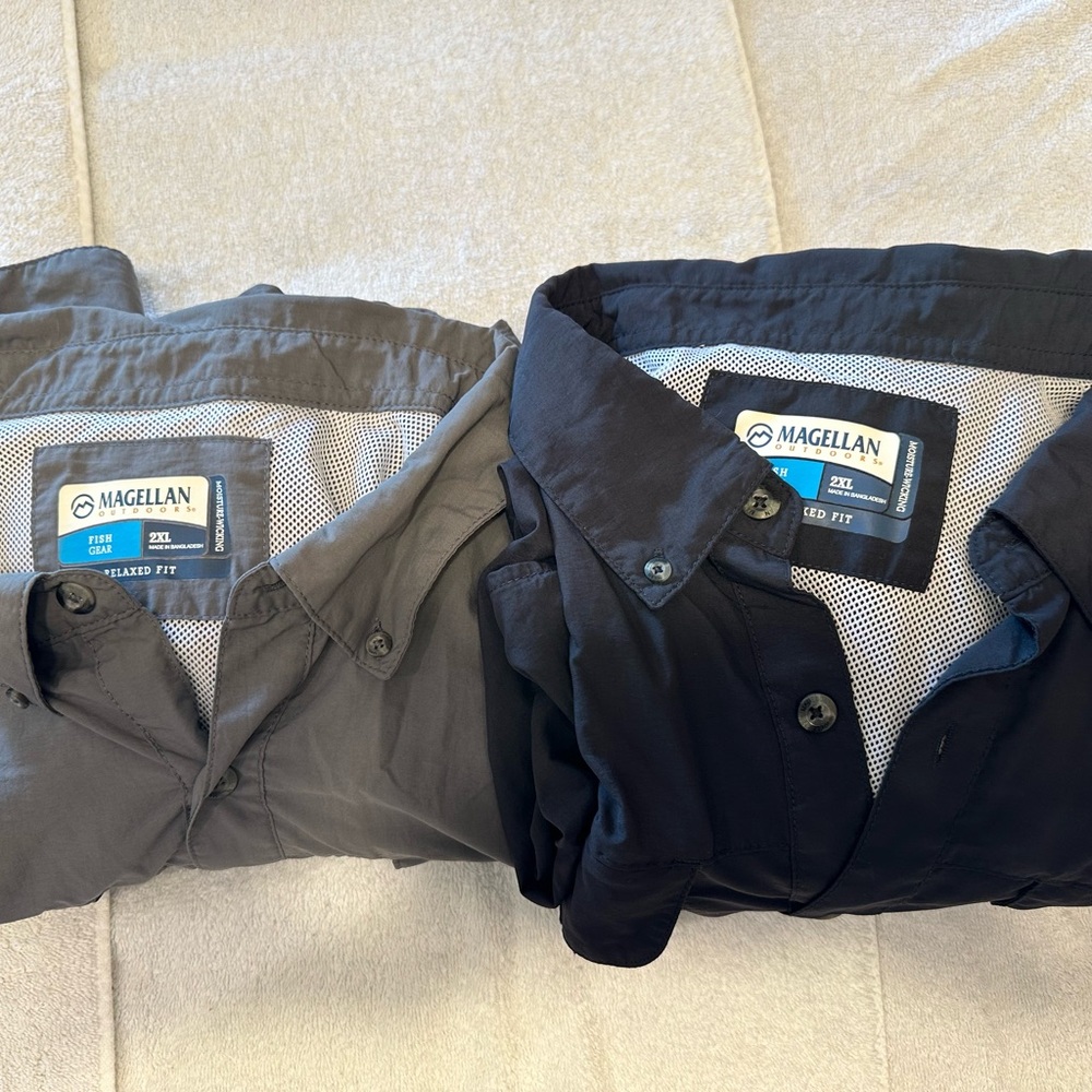 2XL (2) Shirt Bundle - Magellan Outdoors Long Sleeve -  Relaxed Fit Shirts